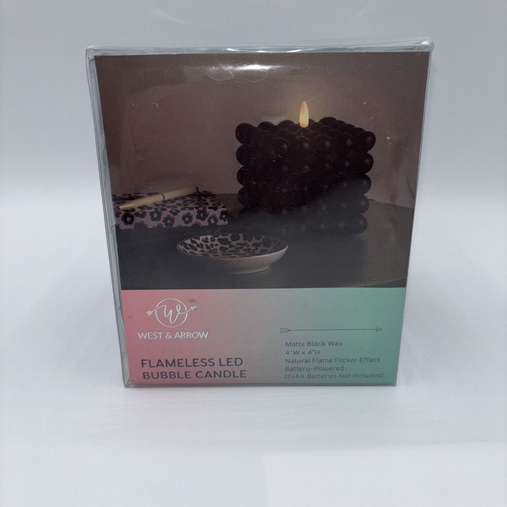 Flameless LED Bubble Candle-Centerpieces-Events-Party-West & Arrow Black 4x4 NIP